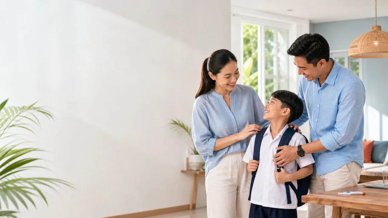 Filipino family together at home